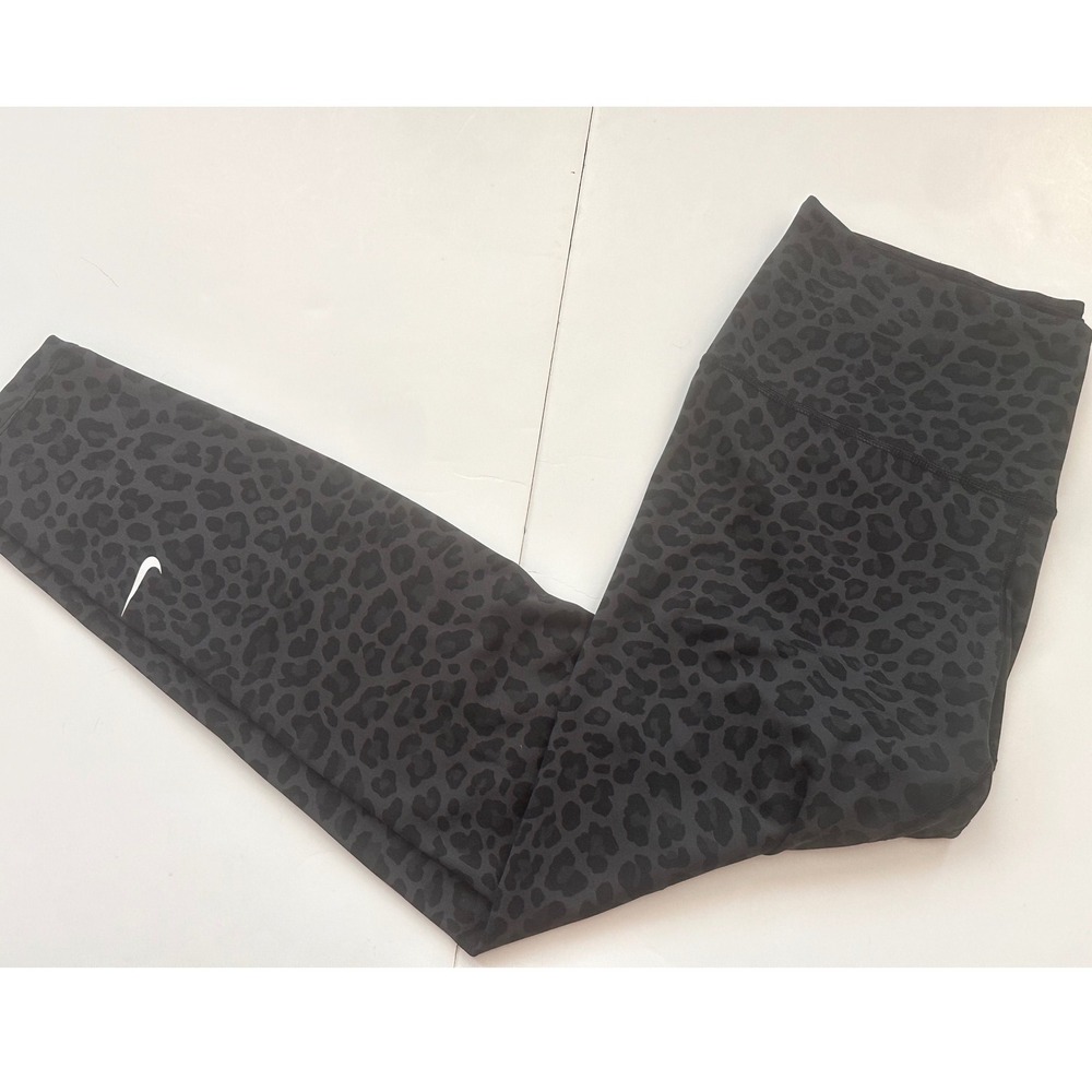 Nike Dri-FIT One High-Waisted Leopard‎ Print Leggings Womens Large Black